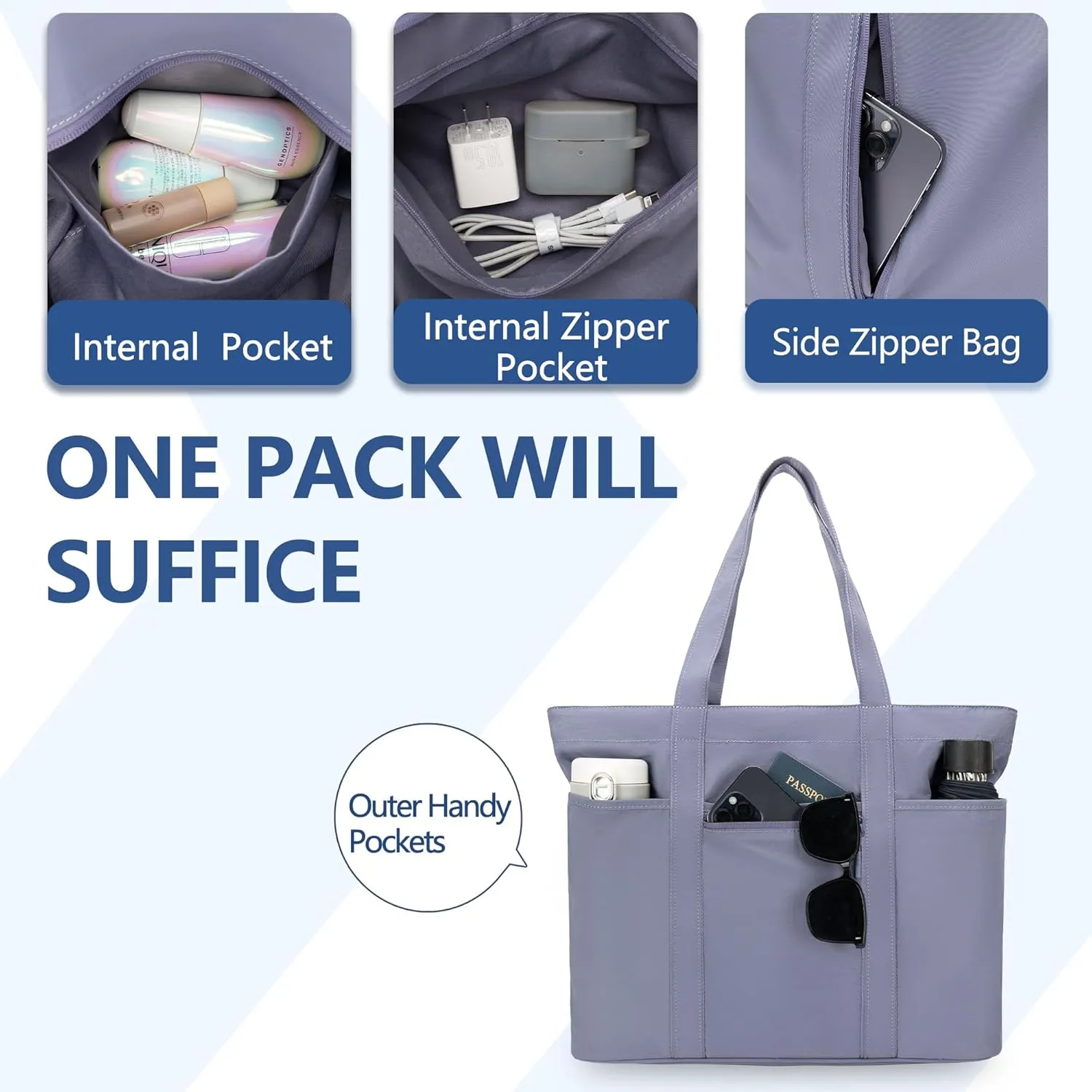 Tote Bag for Women,Large Handbag with Laptop Compartment, Shoulder Bag for Travel, Tote Bags for Work and Everyday