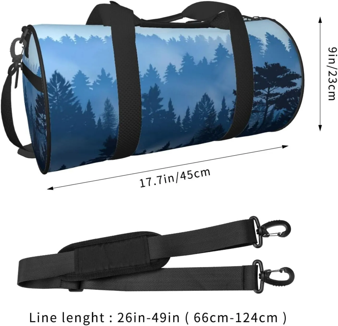 Travel Duffle Bag for Men Women, Evening Fog Trees Forest Duffle Bags for Sport Gym Overnight Luggage