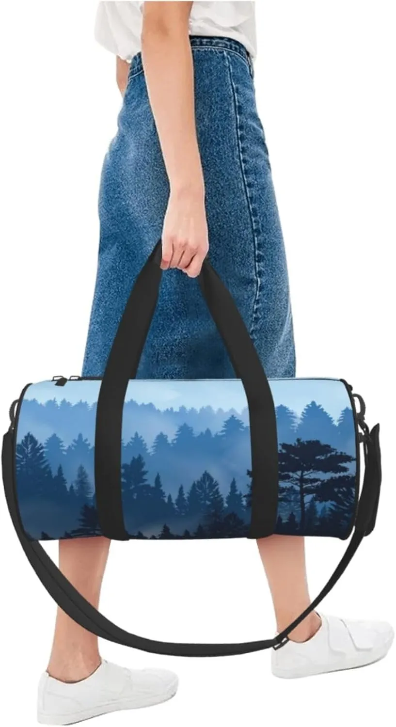 Travel Duffle Bag for Men Women, Evening Fog Trees Forest Duffle Bags for Sport Gym Overnight Luggage