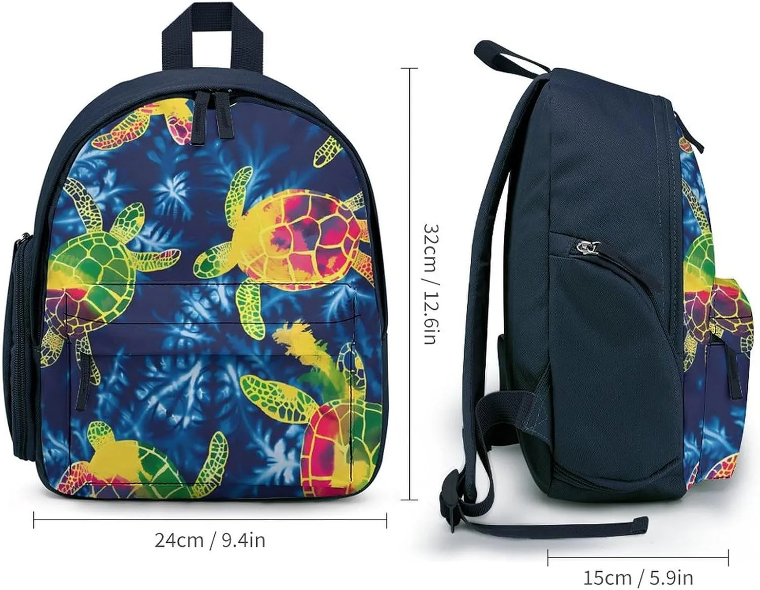 Turtles Tie Dye Cute Backpack Daily Casual Daypack Travel Mini Bag with Adjustable Strap Blue-style-15