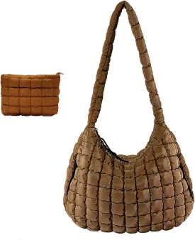 UKAYCCI Women Large Quilted Tote Bag Lightweight Quilted Carryall GYM Bag Soft Puffy Crossbody Bag Hobo Handbags Wallet