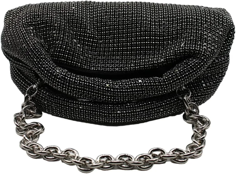 UMREN Bling Full Glitter Knotted Handbag for Women Crystal Rhinestone Hobo Dumpling Bag Diamond Evening Clutch Crossbody Bag
