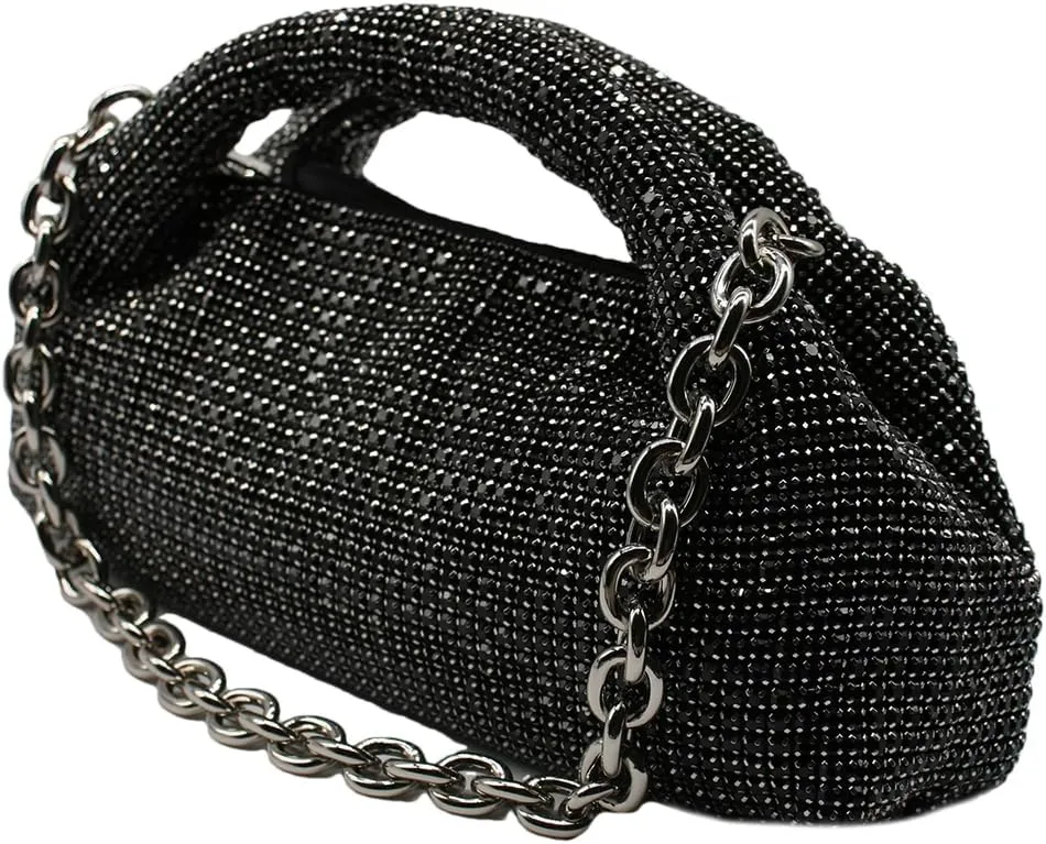 UMREN Bling Full Glitter Knotted Handbag for Women Crystal Rhinestone Hobo Dumpling Bag Diamond Evening Clutch Crossbody Bag