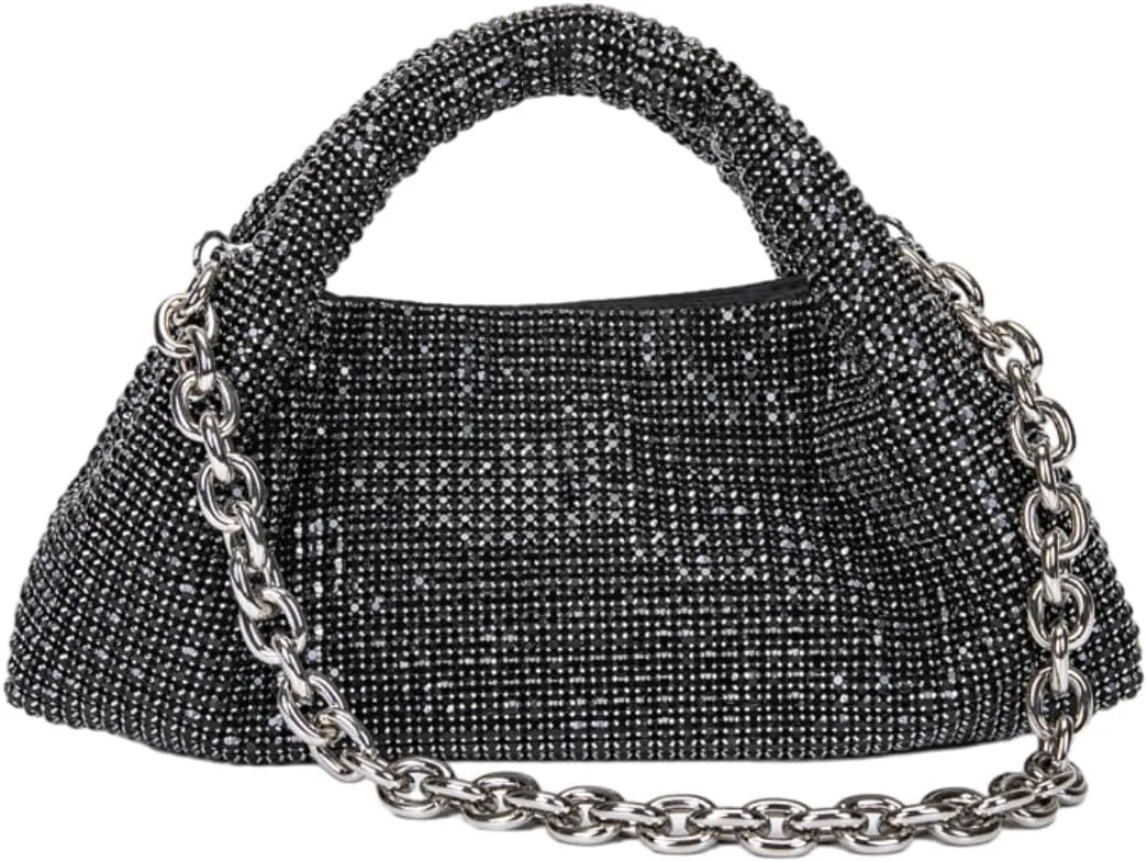 UMREN Bling Full Glitter Knotted Handbag for Women Crystal Rhinestone Hobo Dumpling Bag Diamond Evening Clutch Crossbody Bag