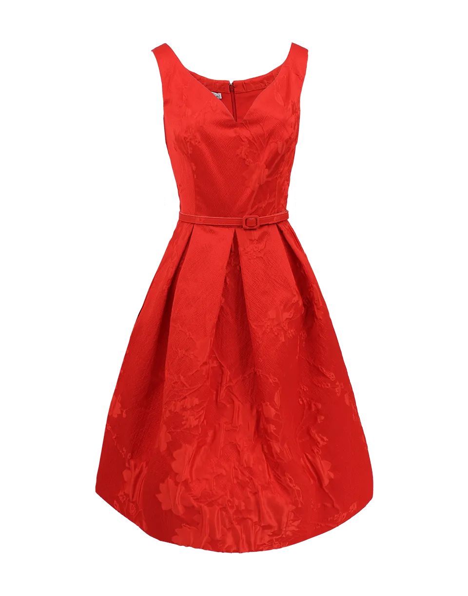 V-Neck Off Shoulder Belted Dress