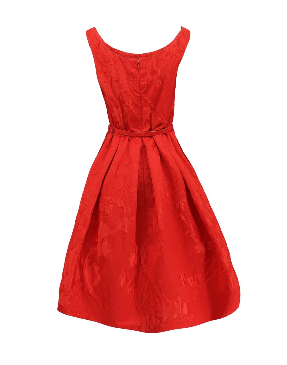 V-Neck Off Shoulder Belted Dress