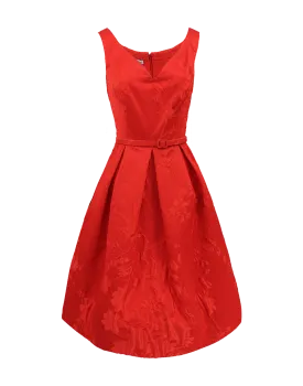 V-Neck Off Shoulder Belted Dress
