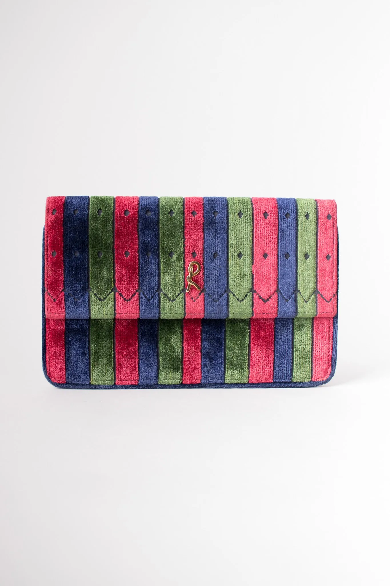 Velvet Striped Envelope Clutch