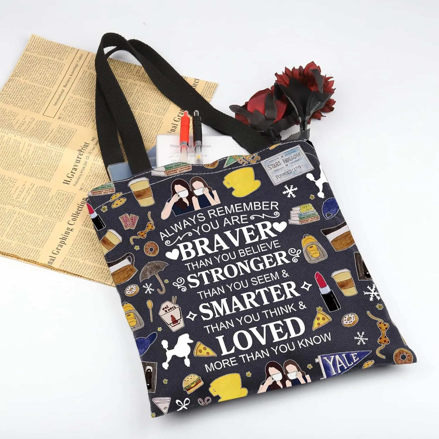 WSNANG G G TV Show Gift Diner Tote Bag TV Show Reusable Shoulder Bag Lorelai Rory Fan Gift