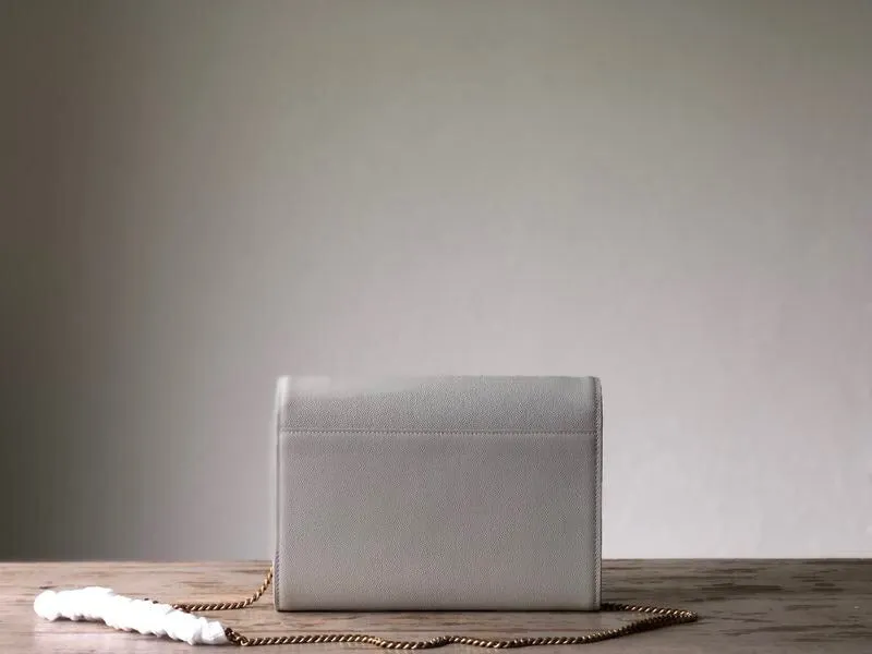 YSSL Cassandra Flap-Front Crossbody Bag White For Women 8.7in/22cm YSL 