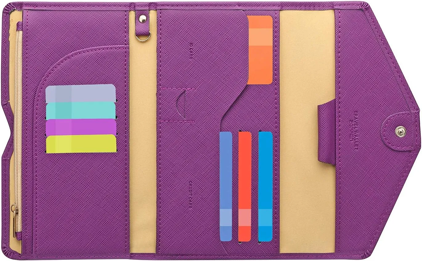 ZOPPEN Mulit-purpose Rfid Blocking Passport Holder Travel Wallet (Ver.4) Passport and Vaccine Card Holder ComboTri-fold Document Organizer Travel Essentials