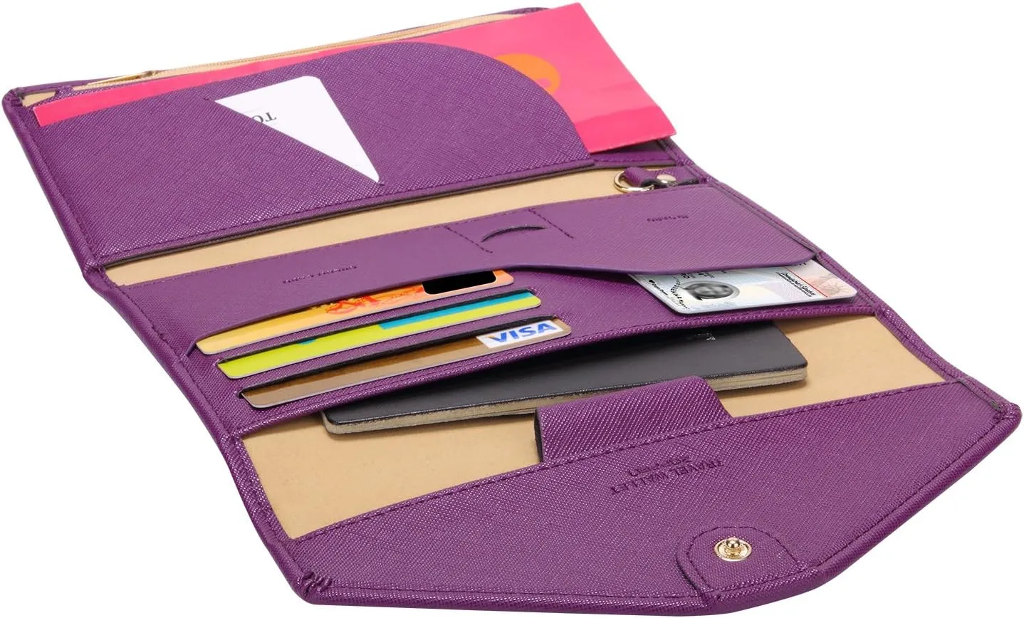 ZOPPEN Mulit-purpose Rfid Blocking Passport Holder Travel Wallet (Ver.4) Passport and Vaccine Card Holder ComboTri-fold Document Organizer Travel Essentials