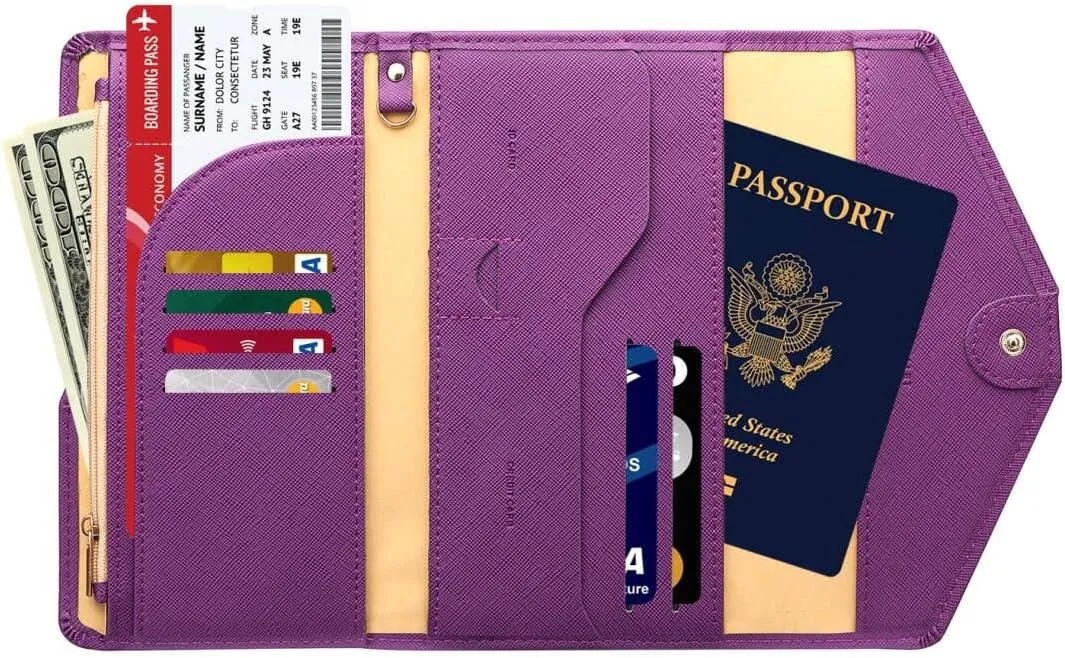 ZOPPEN Mulit-purpose Rfid Blocking Passport Holder Travel Wallet (Ver.4) Passport and Vaccine Card Holder ComboTri-fold Document Organizer Travel Essentials